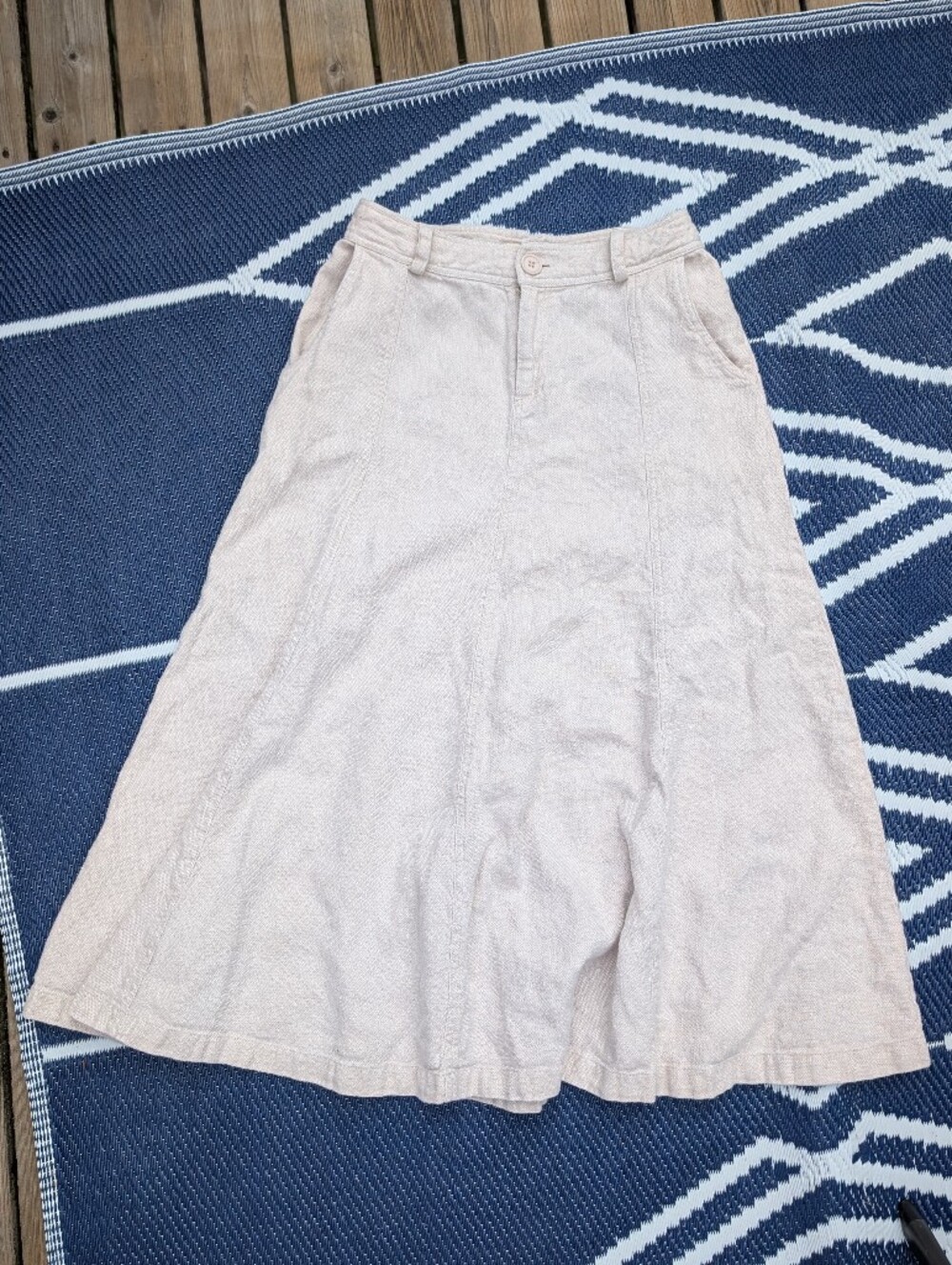 The Territory Ahead Beige Corduroy A-Line Skirt